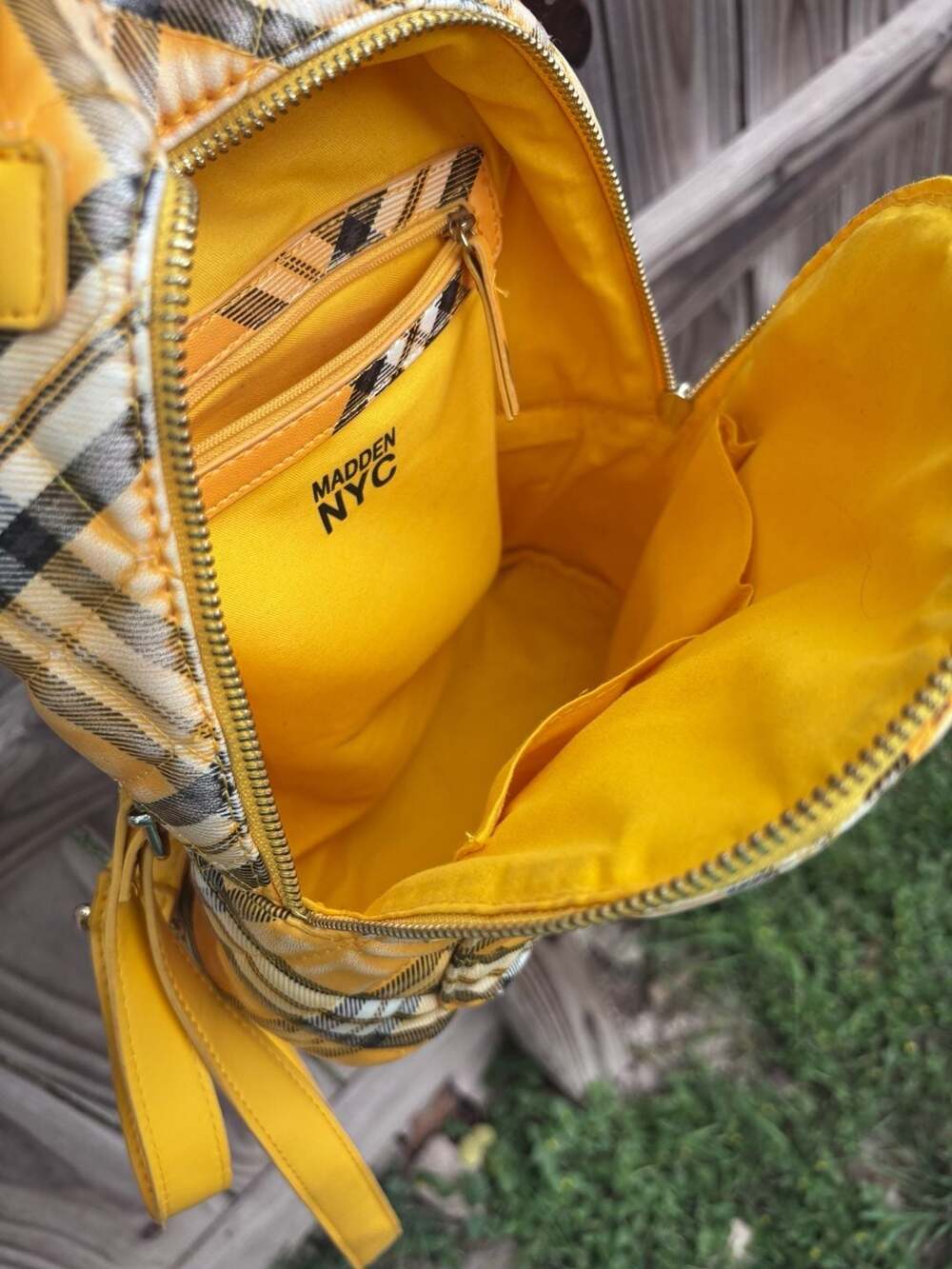 Yellow Plaid Women’s Backpack - Hidden NYC - Picture 12 of 16